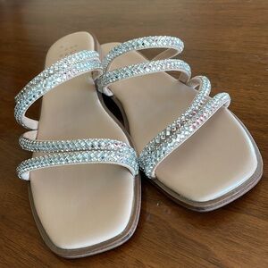 Rhinestone Flat Sandal Size 7